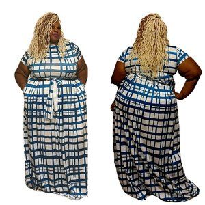 Checkered Pattern 2 piece maxi set with pockets